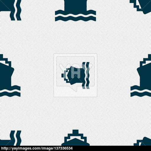 Ship Icon Sign Seamless Pattern With Geometric Texture Vector