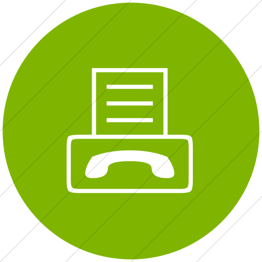 Flat Circle White On Green Classica Fax Machine Icon