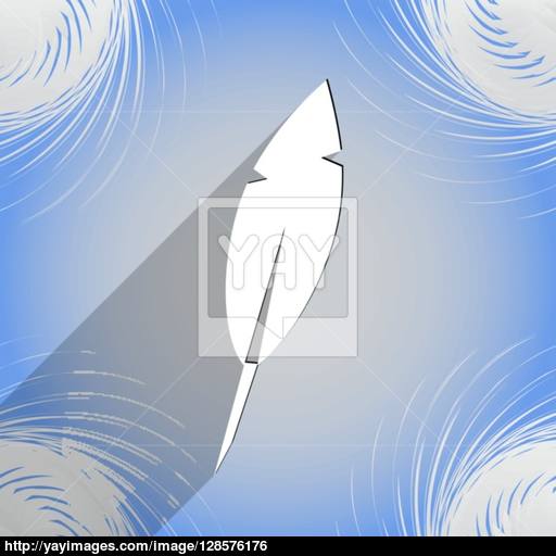 Feather Retro Pen Icon Symbol Flat Modern Web Design With Long