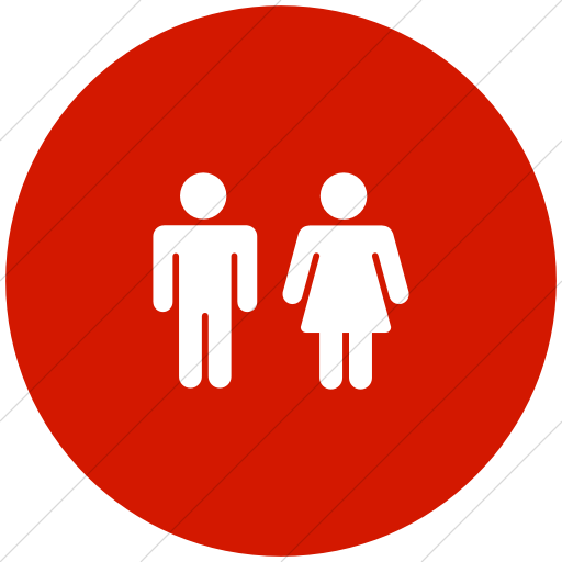 Flat Circle White On Red Foundation Male Female Icon