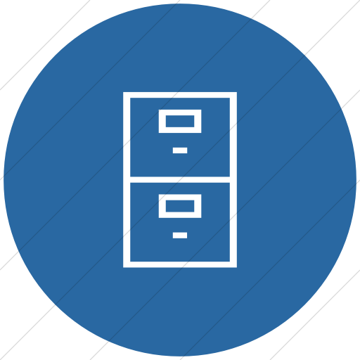 Flat Circle White On Blue Classica Filing Cabinet Icon