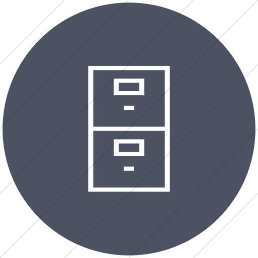 Flat Circle White On Blue Gray Classica Filing Cabinet Icon