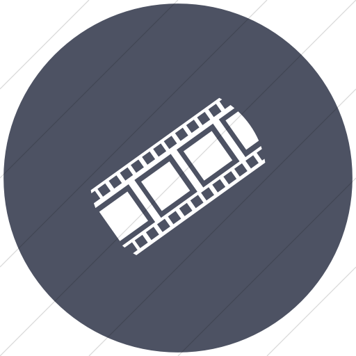 Flat Circle White On Blue Gray Classica Film Strip Icon