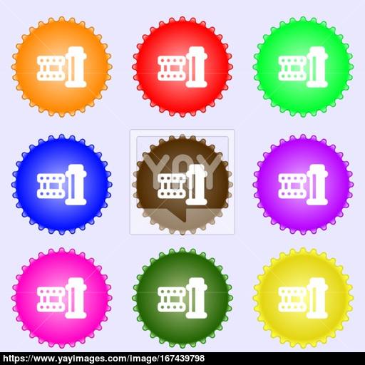 Film Icon Sign Big Set Of Colorful, Diverse, High Quality Buttons