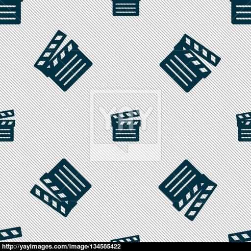 Cinema Clapper Icon Sign Seamless Pattern With Geometric Texture