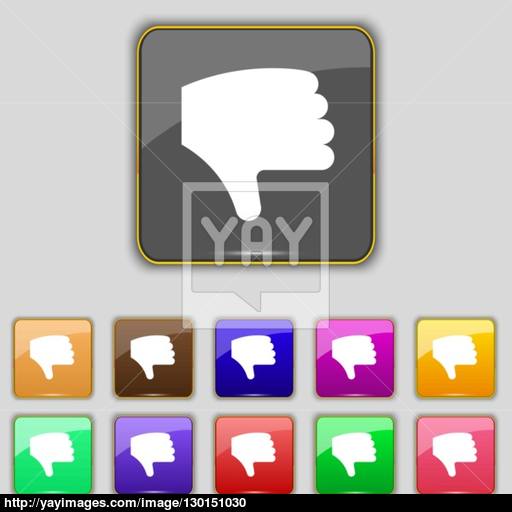 Dislike, Thumb Down, Hand Finger Down Icon Sign Set With Eleven