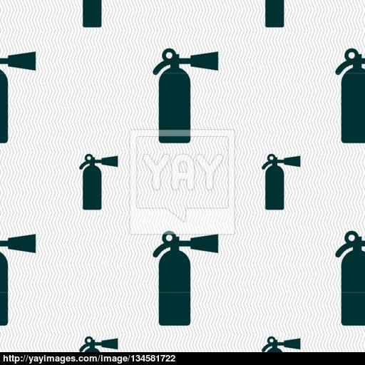 Fire Extinguisher Icon Sign Seamless Pattern With Geometric