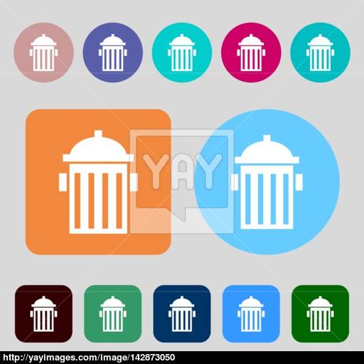 Fire Hydrant Icon Sign Colored Buttons Flat Design Vector