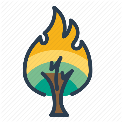 Burning Tree, Danger, Fire, Flame, Forest Icon