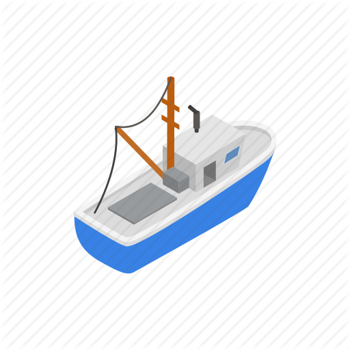 Boat, Fishing, Isometric, Sea, Ship, Vessel, Water Icon