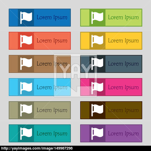 Flag Icon Sign Set Of Twelve Rectangular, Colorful, Beautiful