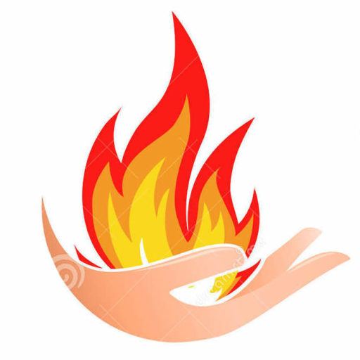 Cropped Isolated Abstract Fire Logo Flame Hand Logotype Hot Palm