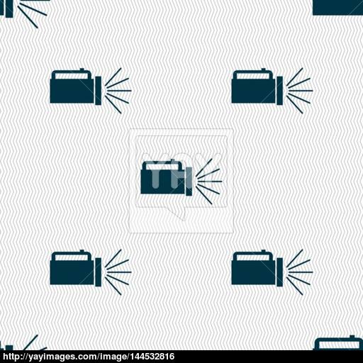Flashlight Icon Sign Seamless Abstract Background With Geometric