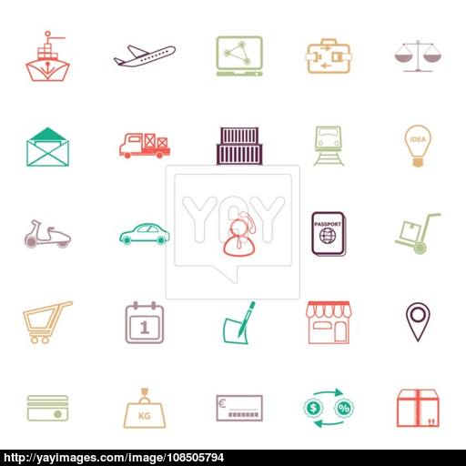 International Business Line Icons Flat Color Vector