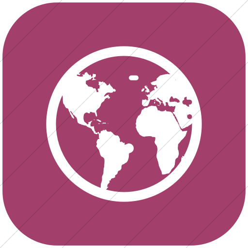 Flat Rounded Square White On Pink Broccolidry Globe Icon