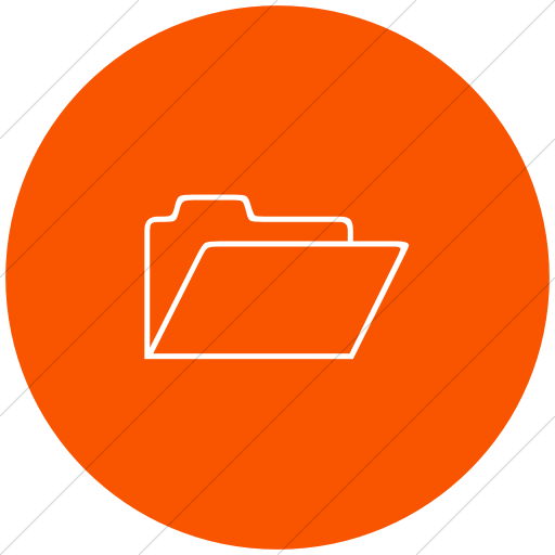 Flat Circle White On Orange Classica Open Folder Icon