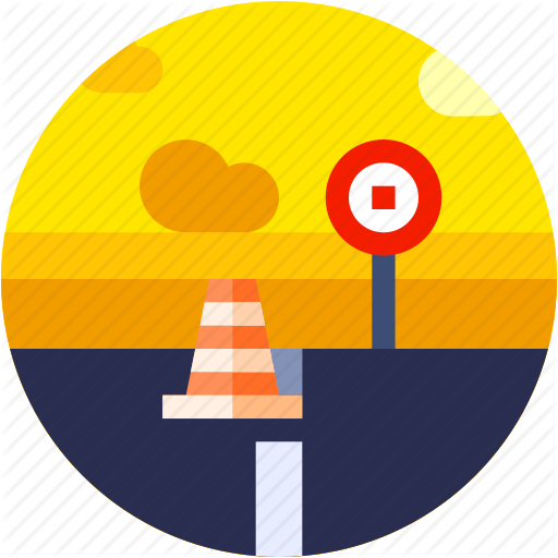 Circle, Flat Icon, Landscape, Road Icon