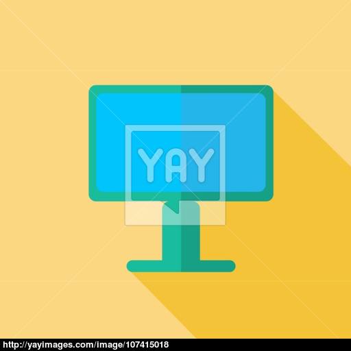 Modern Flat Design Concept Icon Monitor Tv Vector Illustration
