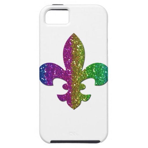 Glitter Sparkle Fleur De Lis Multi Color Add Name Iphone