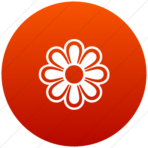 Flat Circle White On Red Gradient Classica Flower Icon