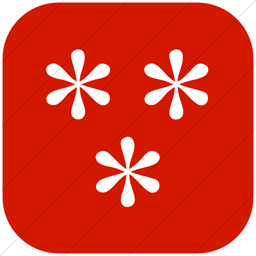 Flat Rounded Square White On Red Classica Three Simple