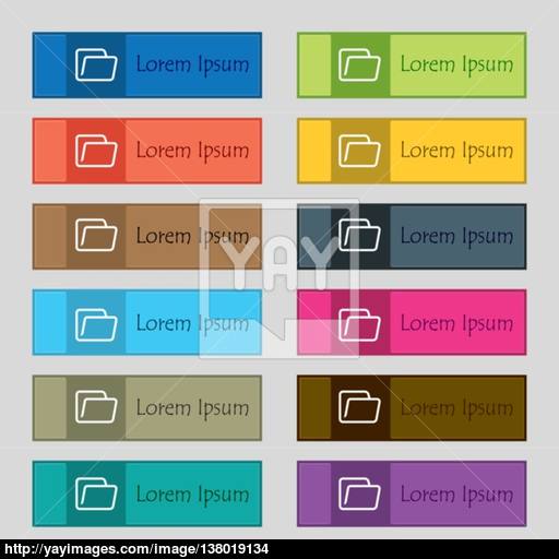 Folder Icon Sign Set Of Twelve Rectangular, Colorful, Beautiful
