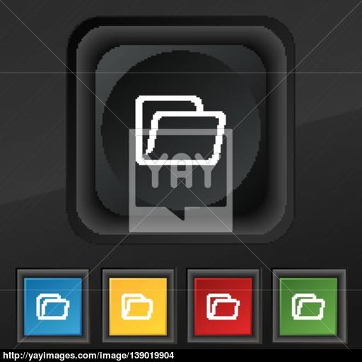Folder Icon Symbol Set Of Five Colorful, Stylish Buttons On Black