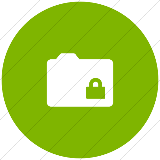Flat Circle White On Green Foundation Folder Lock Icon