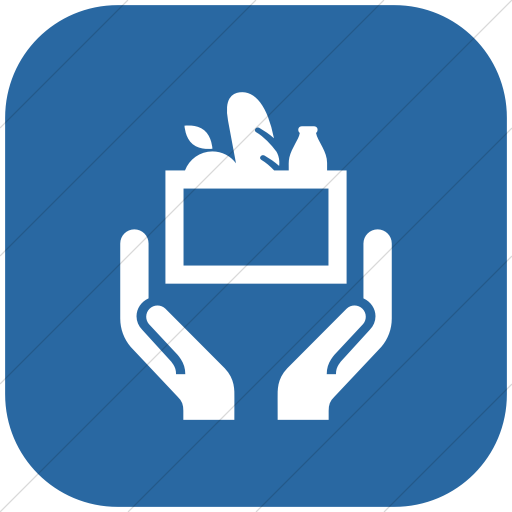 Flat Rounded Square White On Blue Iconathon Food Bank Icon