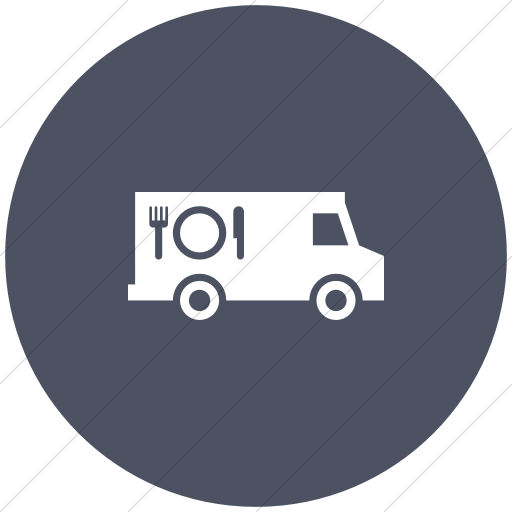 Flat Circle White On Blue Gray Iconathon Food Truck Icon