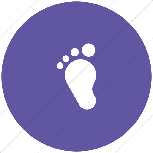 Flat Circle White On Purple Foundation Foot Icon
