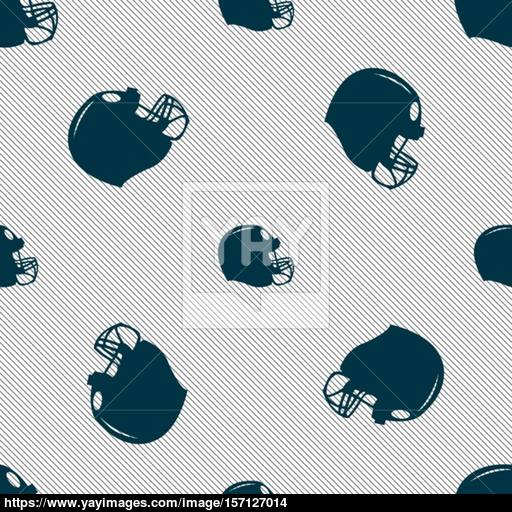 Football Helmet Icon Sign Seamless Pattern With Geometric Texture