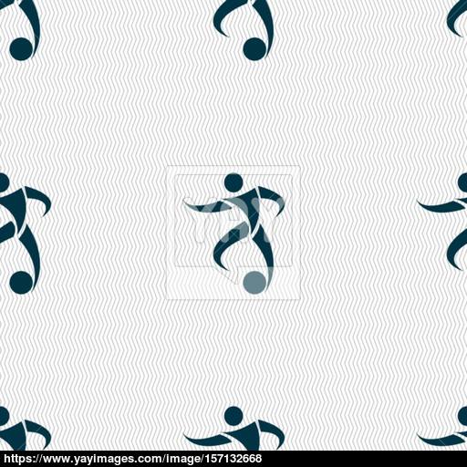 Football Player Icon Sign Seamless Pattern With Geometric Texture