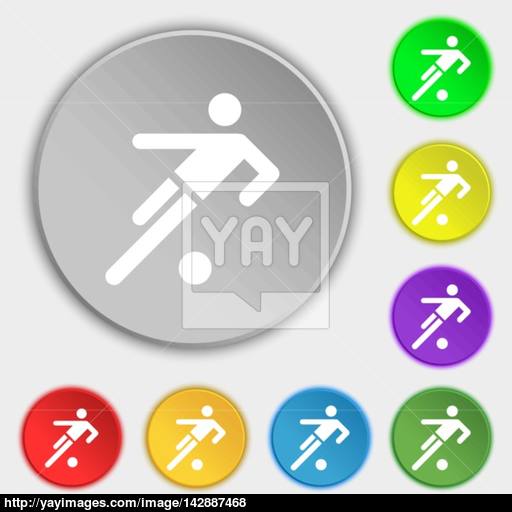 Football Player Icon Symbols On Eight Flat Buttons Vector Vector