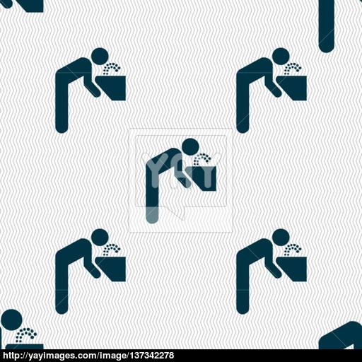 Drinking Fountan Sign Seamless Pattern With Geometric