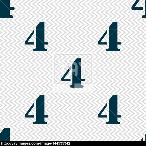 Number Four Icon Sign Seamless Abstract Background With Geometric