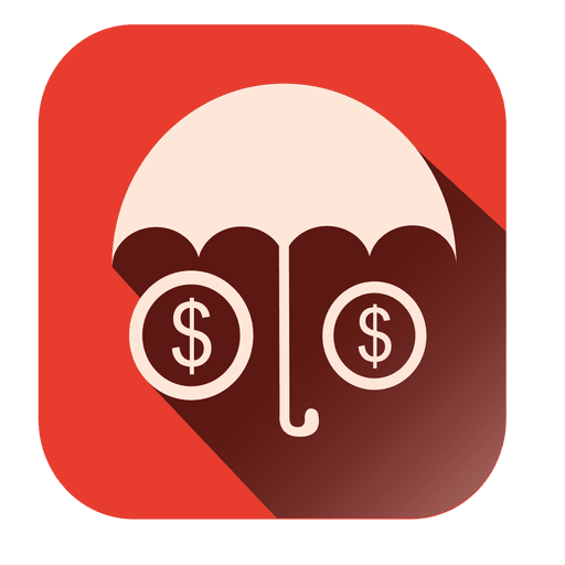 Umbrella Dollars Square Icon