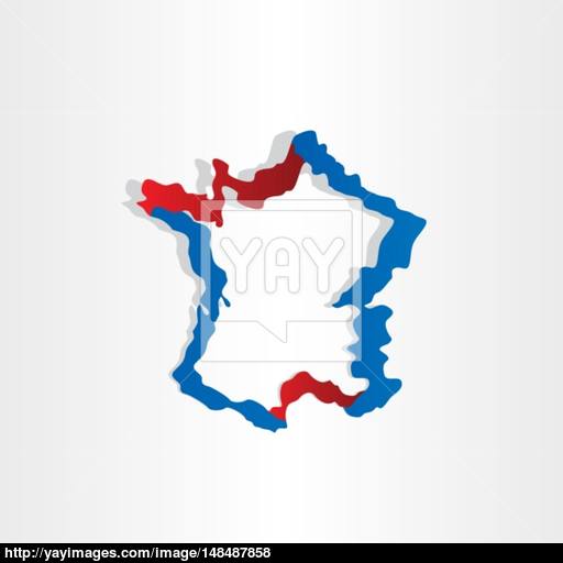 Red Blue France Map Stylized Icon Design Vector