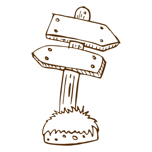 Hand Drawn Wooden Direction Arrow Icon