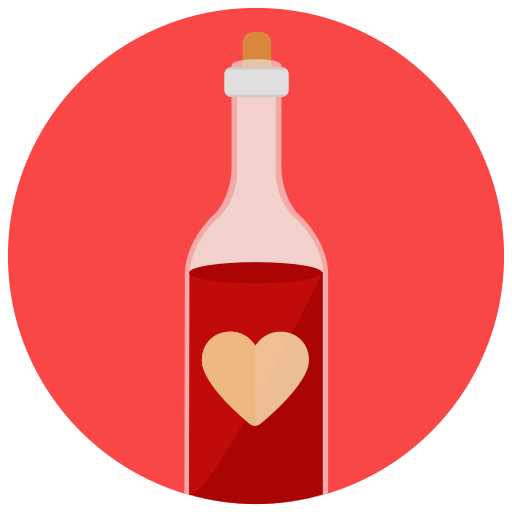 Wine, Valentine Day, Dinner, Bottle, Love, Heart Icon Free