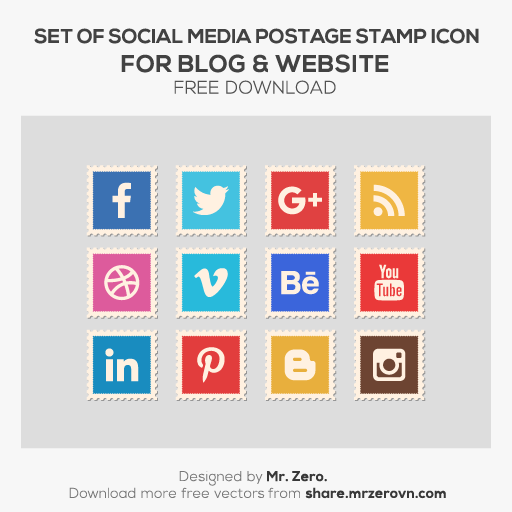 Set Of Social Media Postage Stamp Icon Free Download