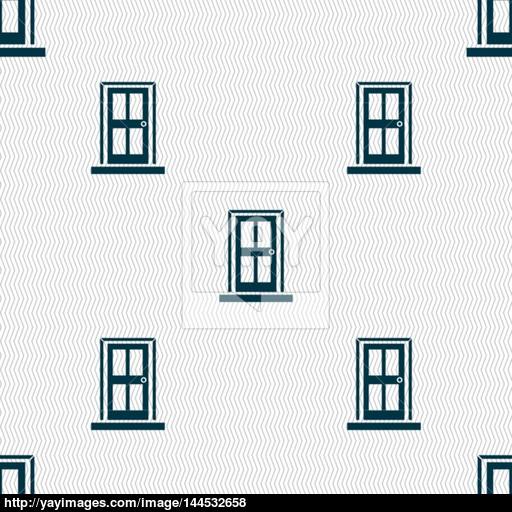 Door Icon Sign Seamless Abstract Background With Geometric Shapes
