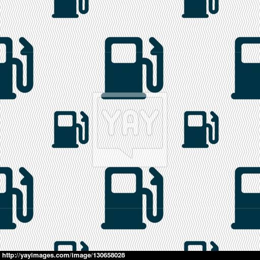 Petrol Or Gas Station, Car Fuel Icon Sign Seamless Pattern