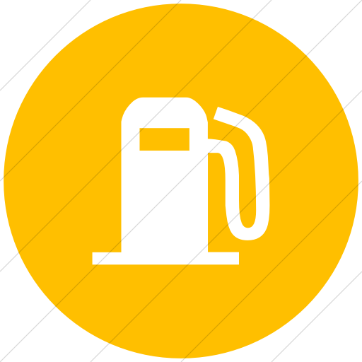 Flat Circle White On Yellow Classica Fuel Pump Icon