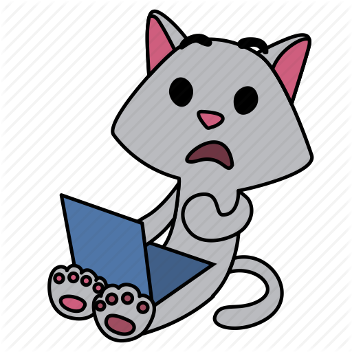 Cat, Character, Computer, Confused, Laptop, Shocked, Sitting Icon