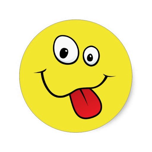 Funny Goofy Sticking Out His Tongue, Yellow Classic Round Sticker