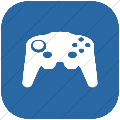 Flat Rounded Square White On Blue Classica Video Game