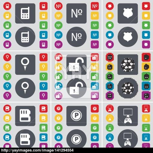 Mobilephone, Number, Badge, Checkpoint, Lock, Ball, Sim Card