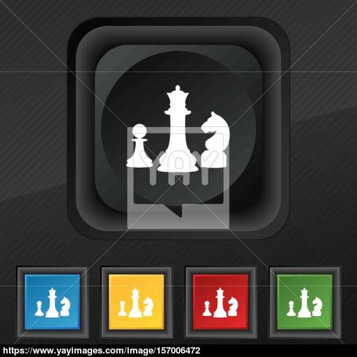 Chess Game Icon Symbol Set Of Five Colorful, Stylish Buttons