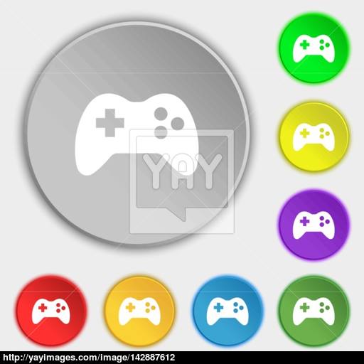 Joystick Sign Icon Video Game Symbol Symbols On Eight Flat